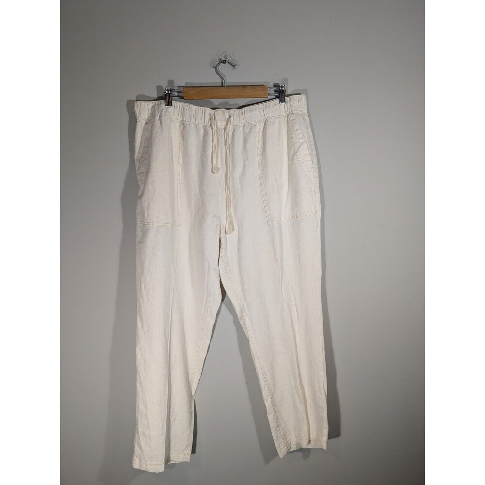 Pilcro Anthropologie Womens Beige Linen Blend Pull On Pants Sz XL Coastal Summer